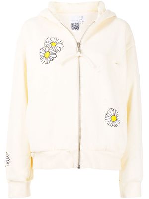 Natasha Zinko daisy-print zip-up hoodie - Yellow