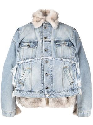 Natasha Zinko faux-fur hybrid denim jacket - Blue