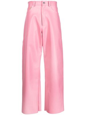 Natasha Zinko faux-leather heart-pocket trousers - Pink