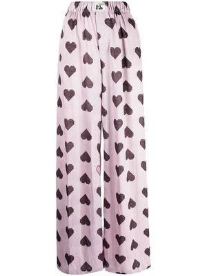 Natasha Zinko heart-print wide-leg trousers - Pink