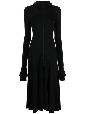 Natasha Zinko hooded shoulder-pad midi dress - Black