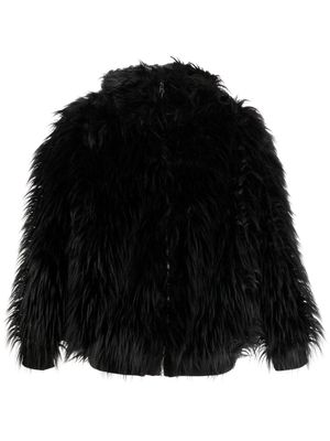 Natasha Zinko hooded zip-up faux-fur jacket - Black