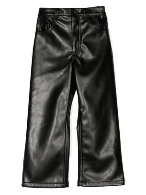 Natasha Zinko Kids faux-leather straight leg trousers - Black