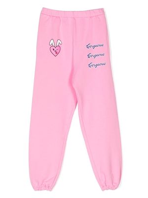 Natasha Zinko Kids logo motif print track pants - Pink