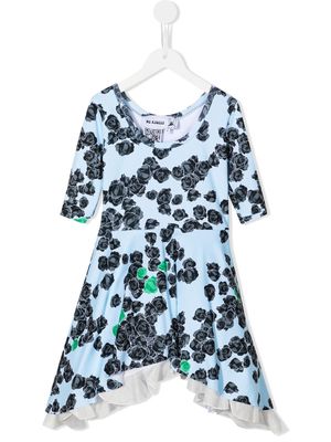 Natasha Zinko Kids rose-print dress - Blue