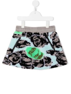 Natasha Zinko Kids rose-print fleece skirt - Blue