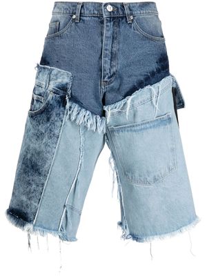 Natasha Zinko patchwork denim shorts - Blue