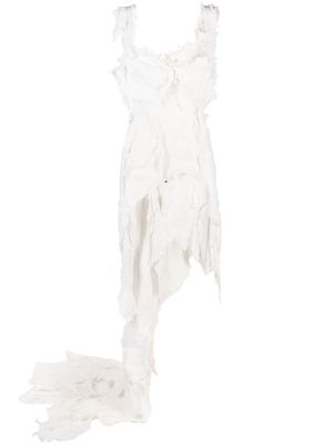 Natasha Zinko plaid-check tiered dress - White