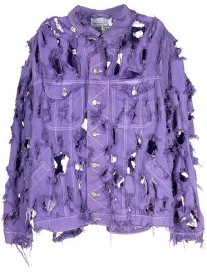 Natasha Zinko ripped buttoned denim jacket - Purple