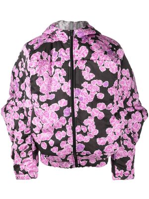 Natasha Zinko rose-print puffer jacket - Purple