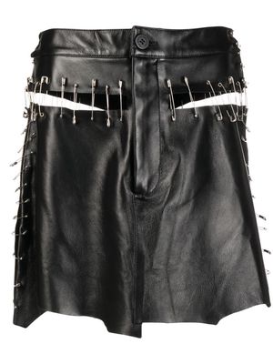 Natasha Zinko safety-pin detail leather skirt - Black