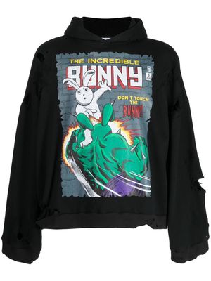 Natasha Zinko The Incredible Bunny-print hoodie - Black