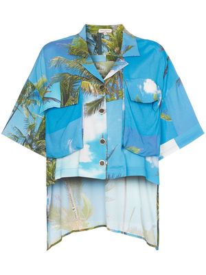 Natasha Zinko tropical-print dip hem shirt - Blue