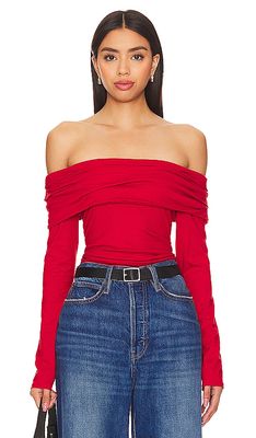 Nation LTD Abana Off The Shoulder Tee in Red