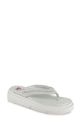 National Comfort Kayra Crystal Flip Flop in Ice White Suede 