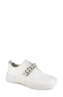 National Comfort Kenzey Embellished Slip-On Sneaker in White Suede