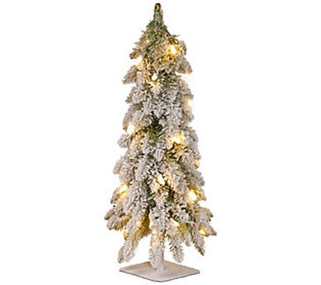 National Tree Co. 24" Snowy Downswept Forestree w/Clear Lights