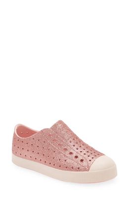 Native Shoes Jefferson Bling Glitter Slip-On Sneaker in Rose Pink Bling/Dust Pink