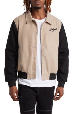 Native Youth Abrams Colorblock Coach's Jacket in Camel