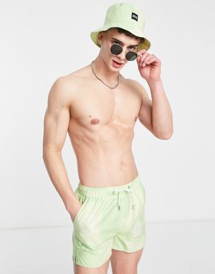 Native Youth bucket hat and swim shorts in green checkerboard - part of a set
