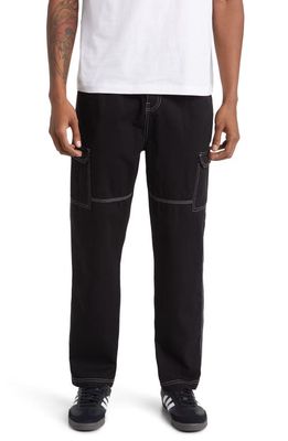 Native Youth Contrast Stitch Cargo Pants in Black