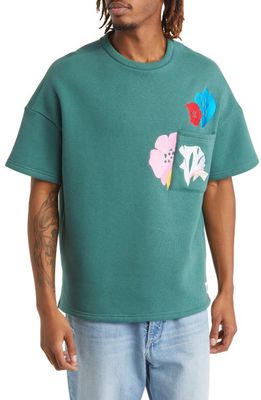 Native Youth Embroidered Short Sleeve Sweatshirt in Green