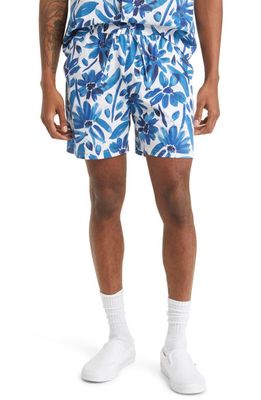 Native Youth Floral Cotton Shorts in Navy