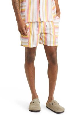 Native Youth Mixed Stripe Shorts in White