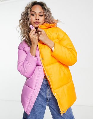 Native Youth oversized padded jacket in color block-Multi