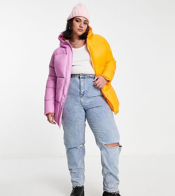 Native Youth Plus oversized padded jacket in color block-Multi