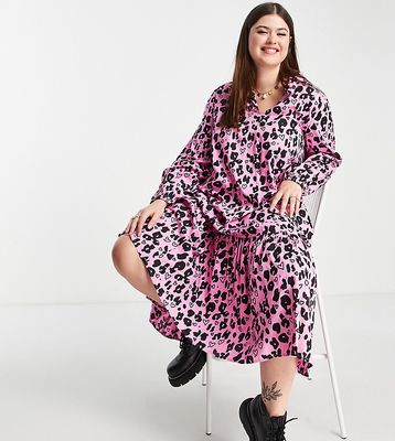 Native Youth Plus smudge floral oversized maxi dress in pink