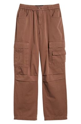 Native Youth Relaxed Fit Cotton Cargo Pants in Brown