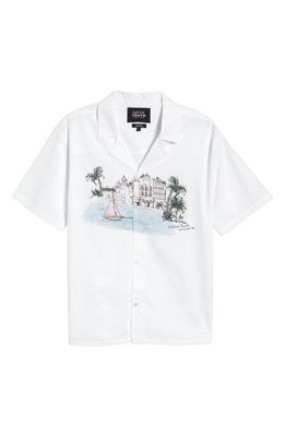 Native Youth Seaside Graphic Short Sleeve Cotton Sport Shirt in White