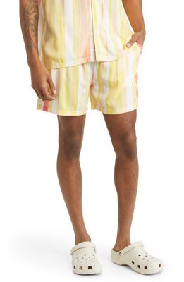 Native Youth Stripe Elastic Waist Shorts in Yellow