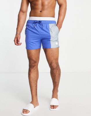 Native Youth swim shorts in blue color block