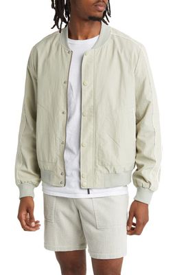 Native Youth Varsity Piped Cotton Bomber Jacket in Green