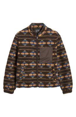 Native Youth Westwick Geo Pattern Fleece Zip Jacket in Brown