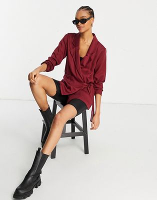 Native Youth wrap jacket in burgundy-Red