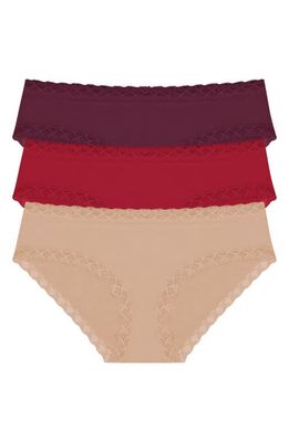 Natori Bliss 3-Pack Cotton Blend Briefs in Red/Purple/Cafe