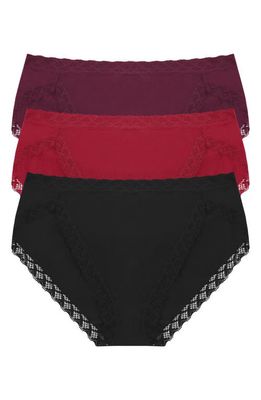 Natori Bliss 3-Pack French Cut Briefs in Red/Purple/Black