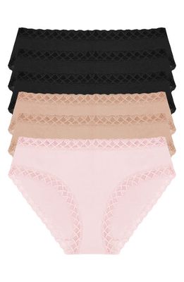 Natori Bliss 6-Pack Cotton Briefs in Blk/Caf/Pk