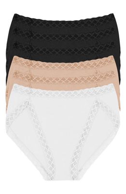Natori Bliss 6-Pack Cotton French Cut Briefs in Black/Cafe/White