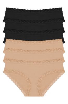 Natori Bliss 6-Pack Cotton Girl Briefs in Black/Cafe