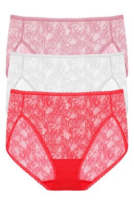 Natori Bliss Allure Lace 3-Pack French Cut Briefs in Fr/Wht/Hbs