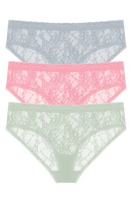 Natori Bliss Allure Lace 3-Pack Girl Briefs in Bl/Ros/Dew