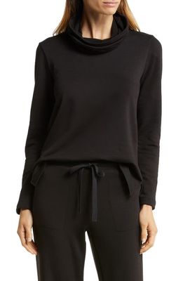 Natori Cocoon French Terry Lounge Top in Black