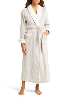 Natori Frosted Faux Shearling Trim Robe in Cashmere
