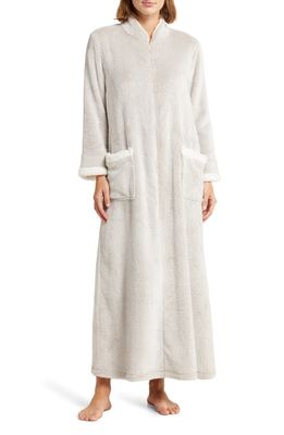 Natori Frosted Faux Shearling Zip-Up Robe in Cashmere