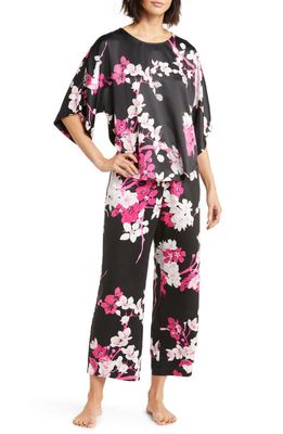 Natori Kyoto Floral Print Pajamas in Black Multi
