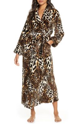 Natori Leopard Plush Robe in Cht Chestnut
